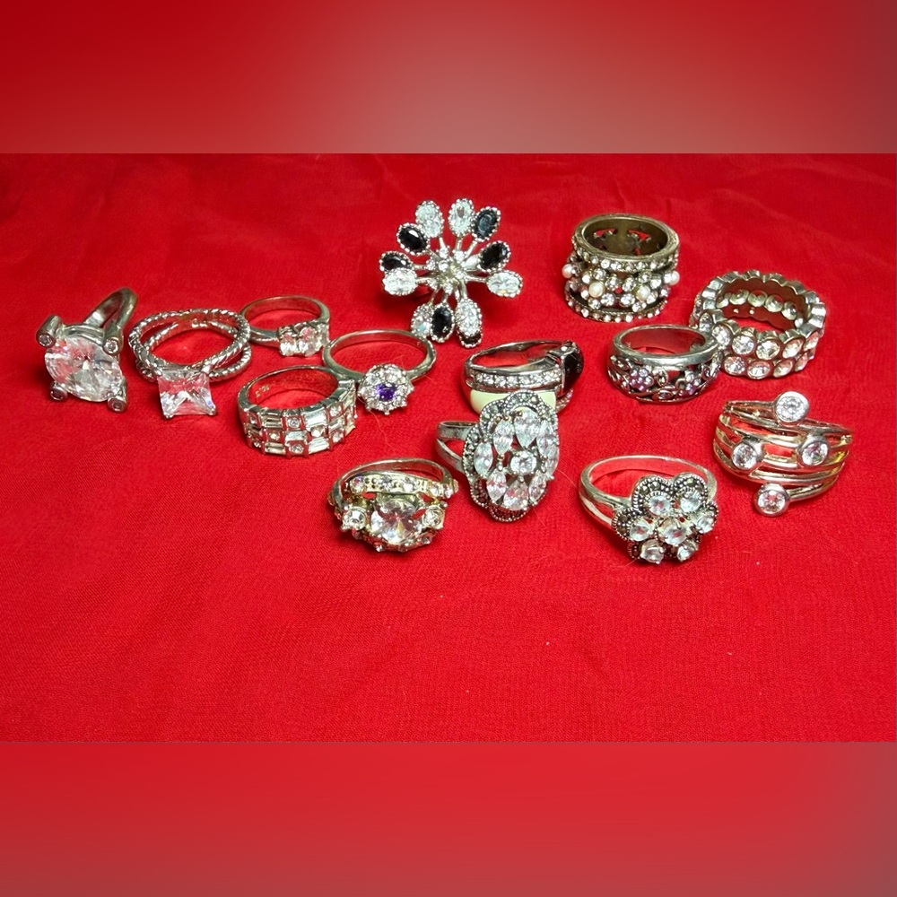 Vintage 90s Costume Jewelry Ring Lot of 14